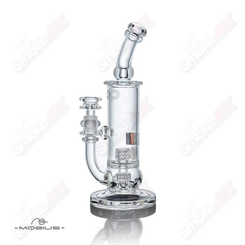 Clear glass Nano Reti V2 Mobius waterpipe with intricate design, featuring a sleek, modern shape for smooth smoking experience.