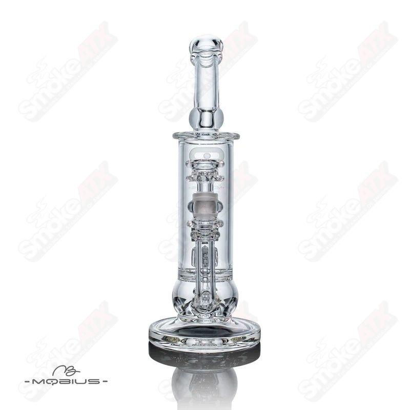 Mobius Nano Reti V2 glass waterpipe with intricate design and clear glass construction for smooth water filtration.
