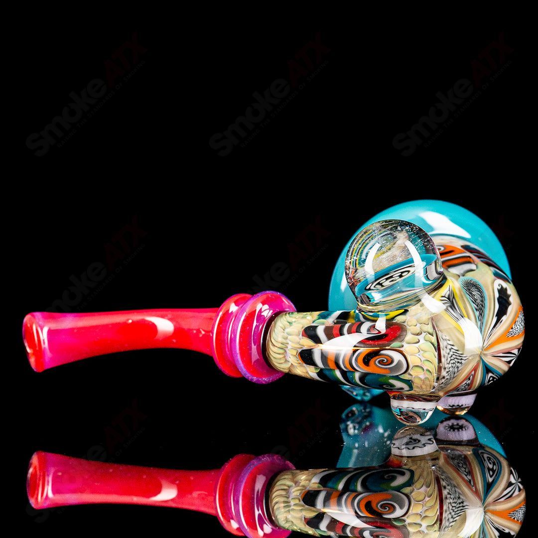 JMass NS Amora Pink Collab Sherlock glass with pink accents, featuring a classic Sherlock design and clear glass body.
