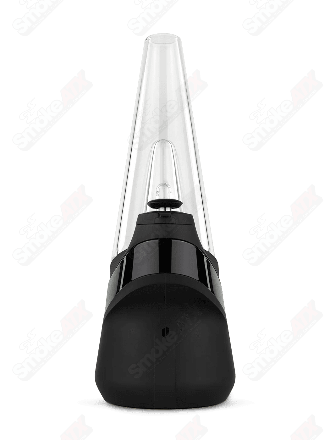 Puffco New Peak Onyx smart E-Rig with sleek black finish, digital display, and glass attachment for vaporizing concentrates.