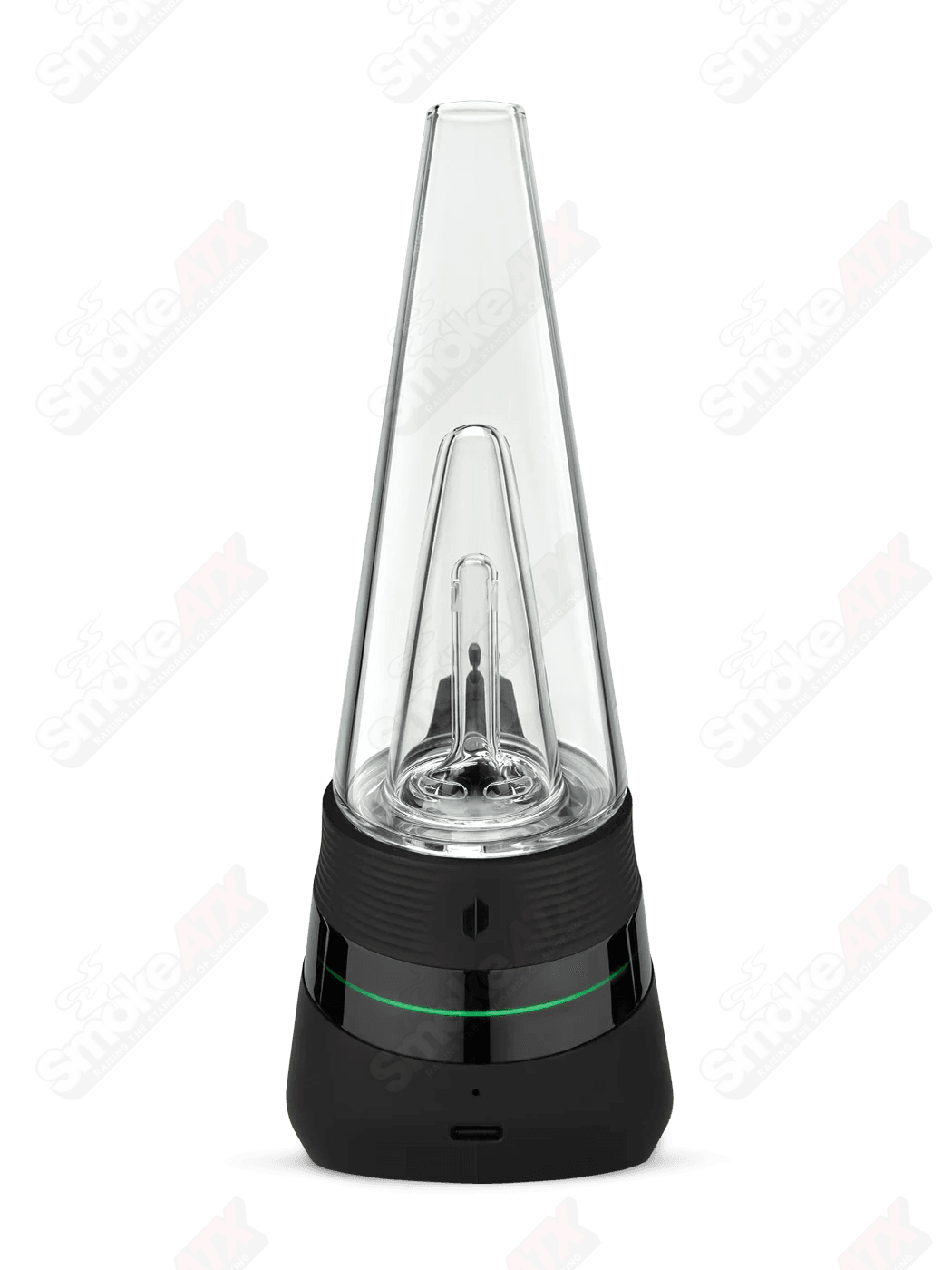 Puffco New Peak Onyx Smart E-Rig with sleek black finish, glass chamber and digital controls for smooth, efficient dabbing.