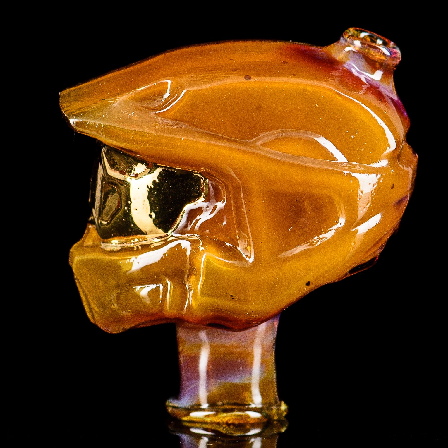 Glass Puffco Top Halo Pivot Mouthpiece by Tony Kazy, featuring a sleek design for enhanced vapor experience.
