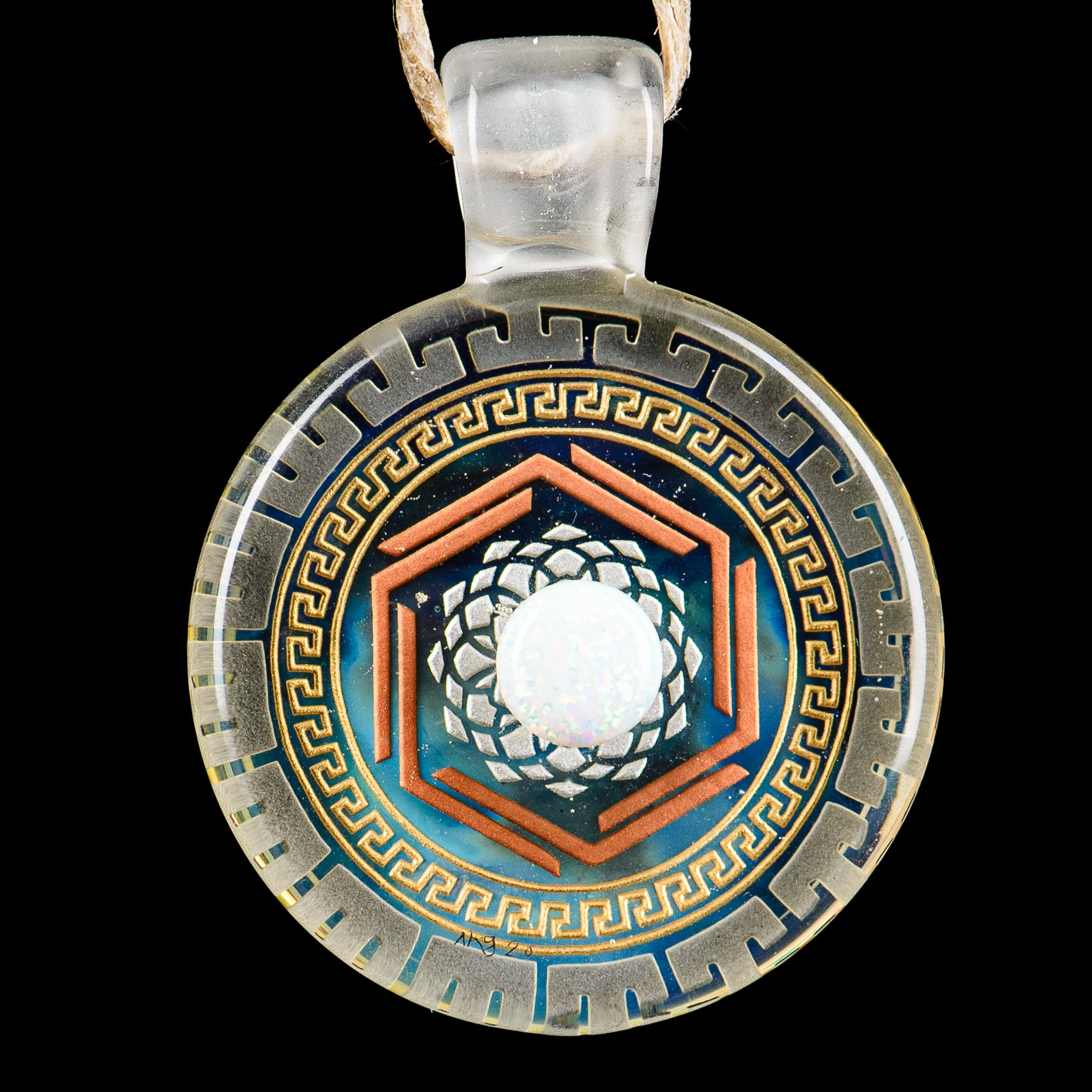 #1 Complex Inlay Pendant Alkaline Glass