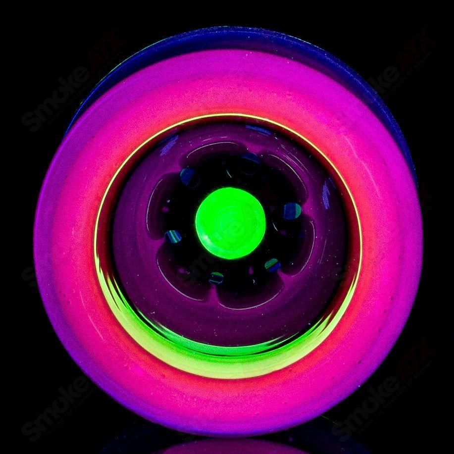 Mobius Nuc Matrix Circle Solo 7 of 2024 Heady Glass Bubbler with intricate glass design and vibrant colors.