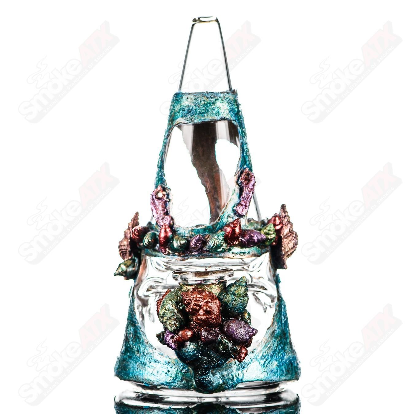 Electroformed Fabcone concentrate rig by Cherry Glass featuring St. George and cherry glass accents, designed for concentrates.