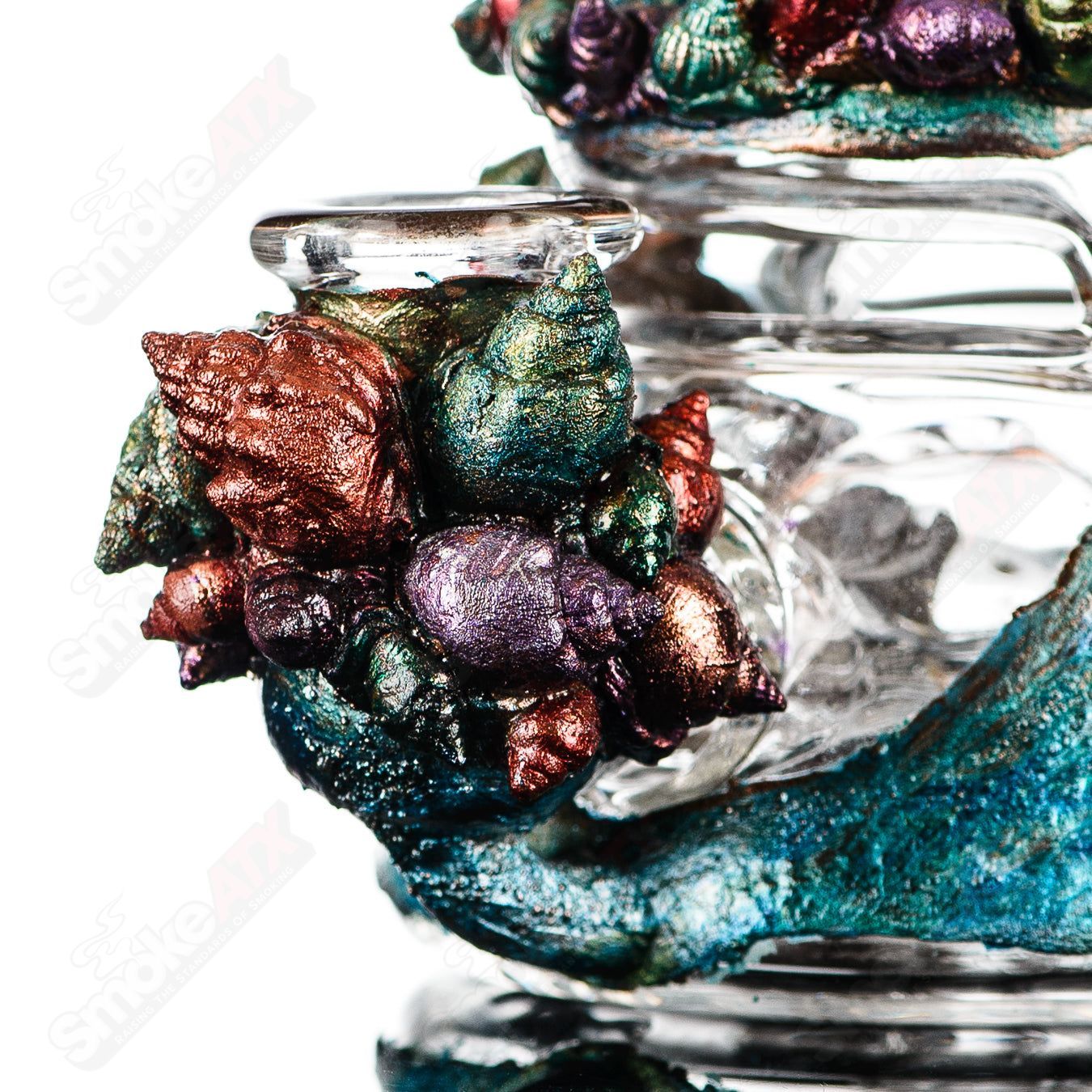Oceanscape Electroformed Fabcone Rig by Cherry Glass, St. George x Cherry Glass concentrate rig with intricate glass design.