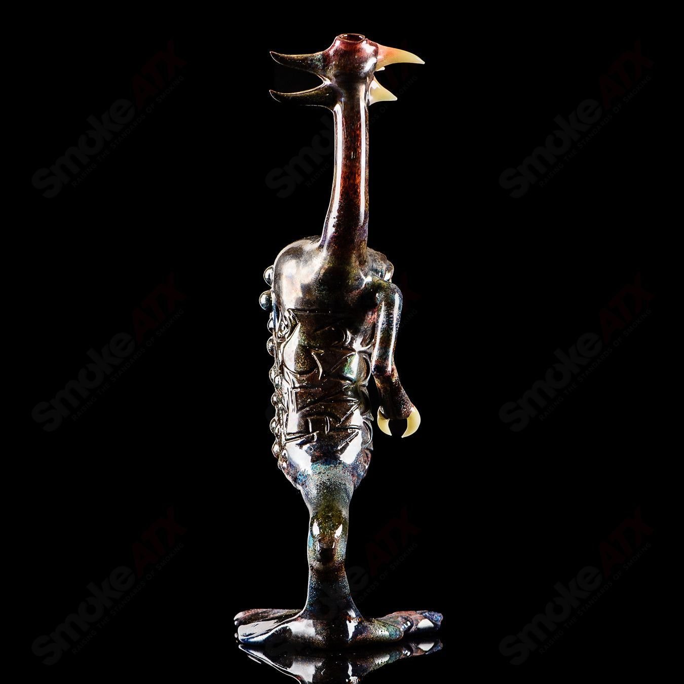 OG Big Footed Gill Creature from Salt Glass, 2012 Aurora Salt Glass concentrate rig with intricate glass details and vibrant colors.