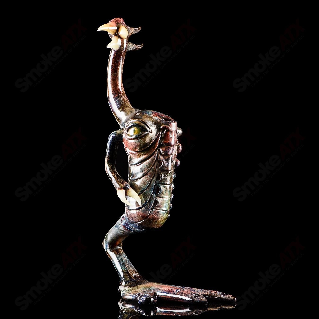 Salt Glass OG Big Footed Gill Creature concentrate rig in vibrant Aurora glass with detailed aquatic creature design.