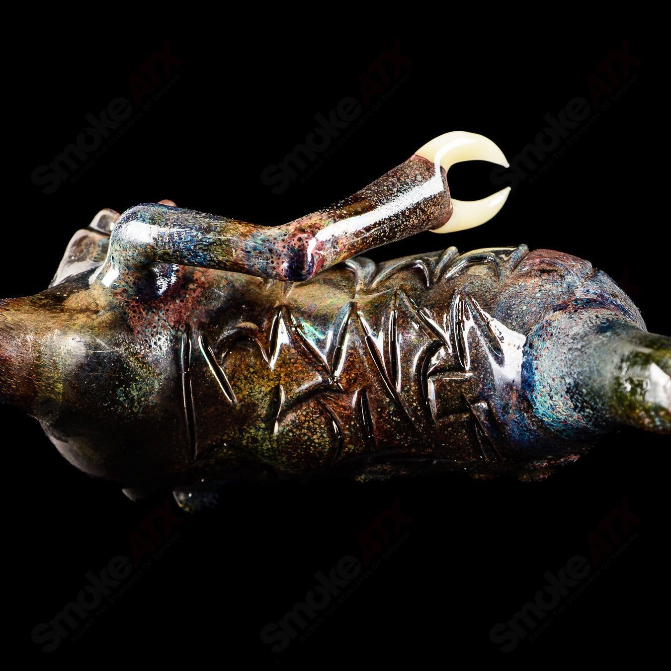Salt Glass OG Big Footed Gill Creature 2012 Salt Glass heady concentrate rig with colorful glass design and detailed aquatic creature shape.