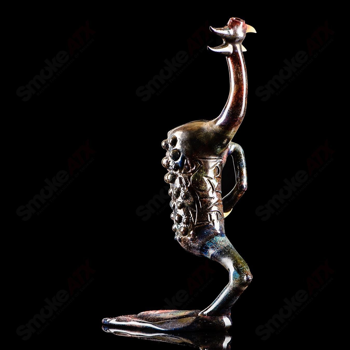 Salt Glass OG Big Footed Gill Creature 2012 salt glass heady concentrate rig with vibrant colors and detailed aquatic design.