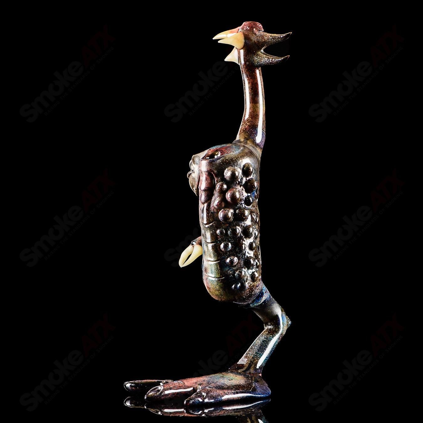 Salt Glass OG Big Footed Gill Creature 2012 Salt Glass heady concentrate rig with colorful glass design and detailed creature features.