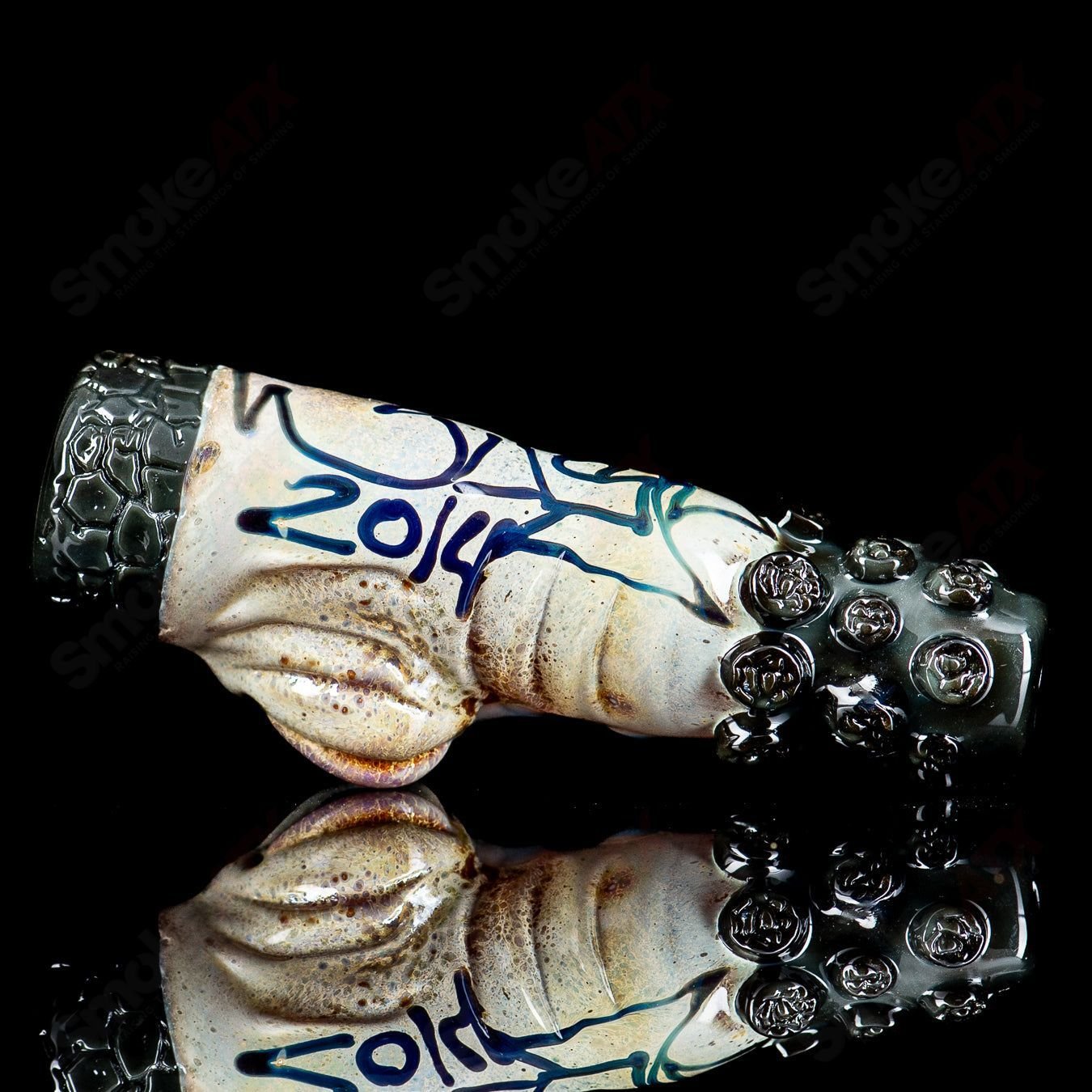 Onie signed 2014 by SALT, a handcrafted Salt Glass heady chillum with intricate glasswork and vibrant colors.