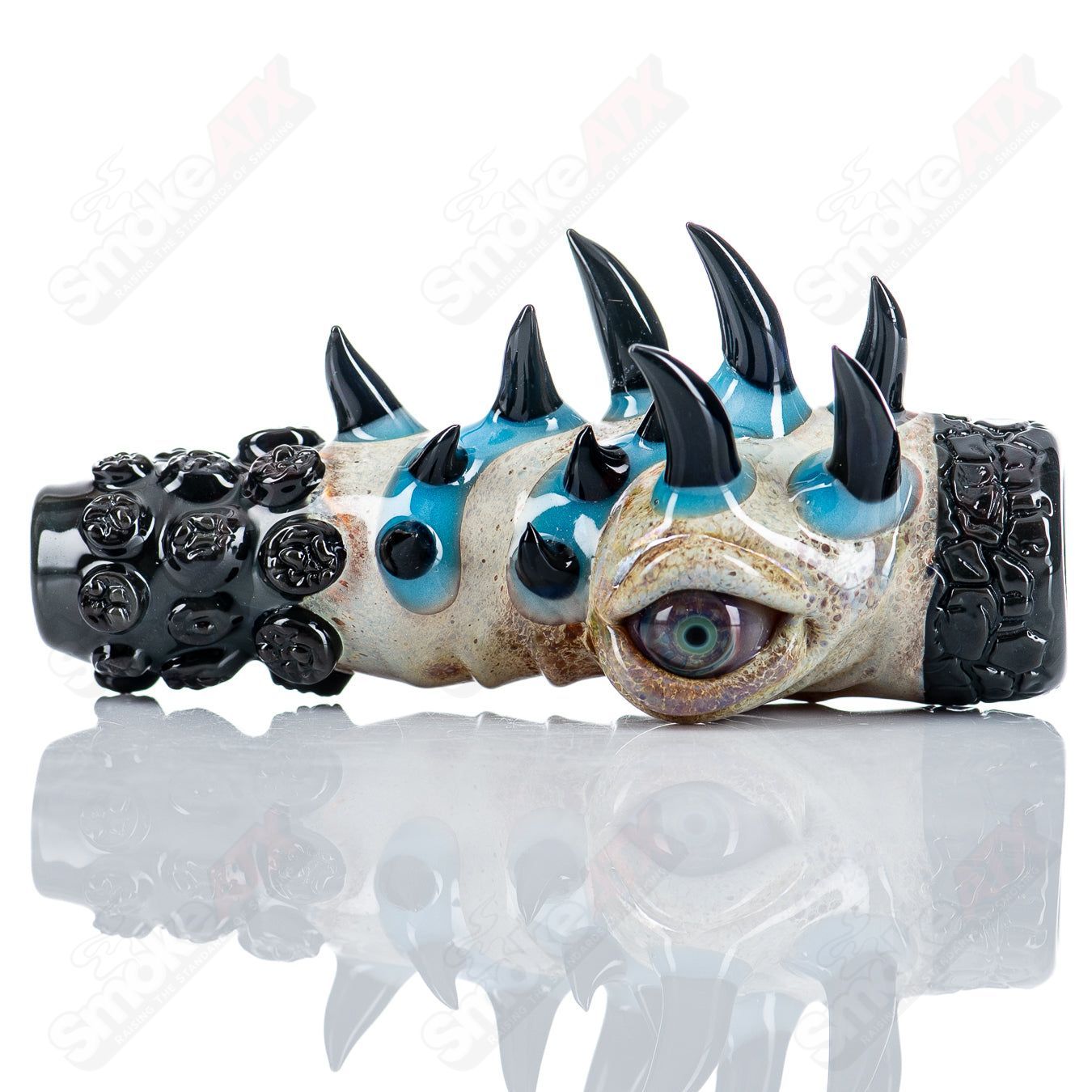 Salt Glass Onie signed 2014 chillum made of heady glass with intricate design and clear glass body.