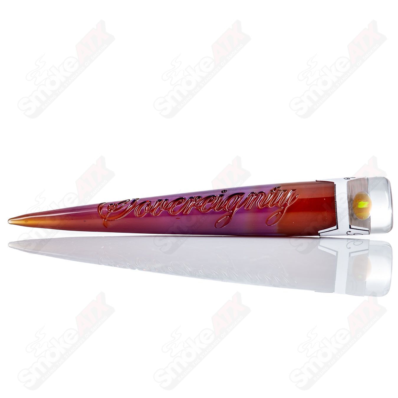 Sovereignty Glass Opal Accent Spiral Poker Tool in Amber Purple and Lava with heady glass design.