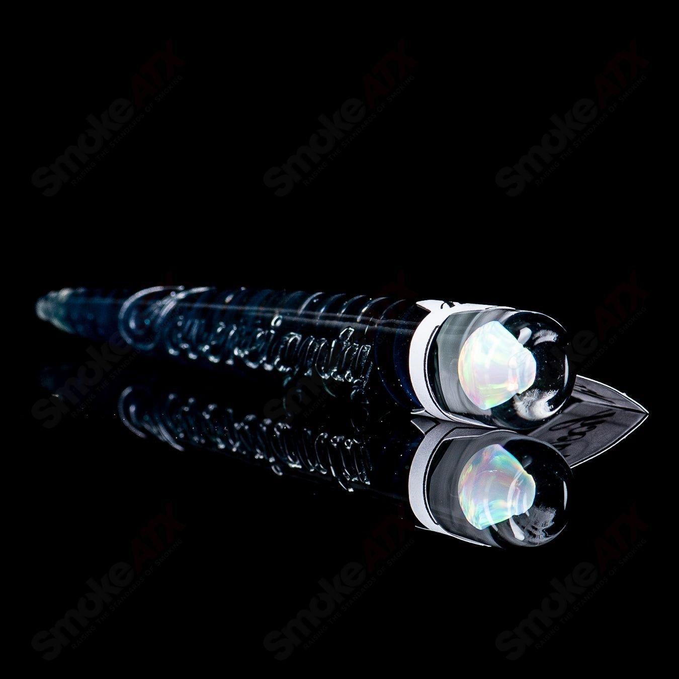 Sovereignty Glass Opal Accent Spiral Poker Tool in Galaxy design, heady glass accessory with opal details for smoking accessories.