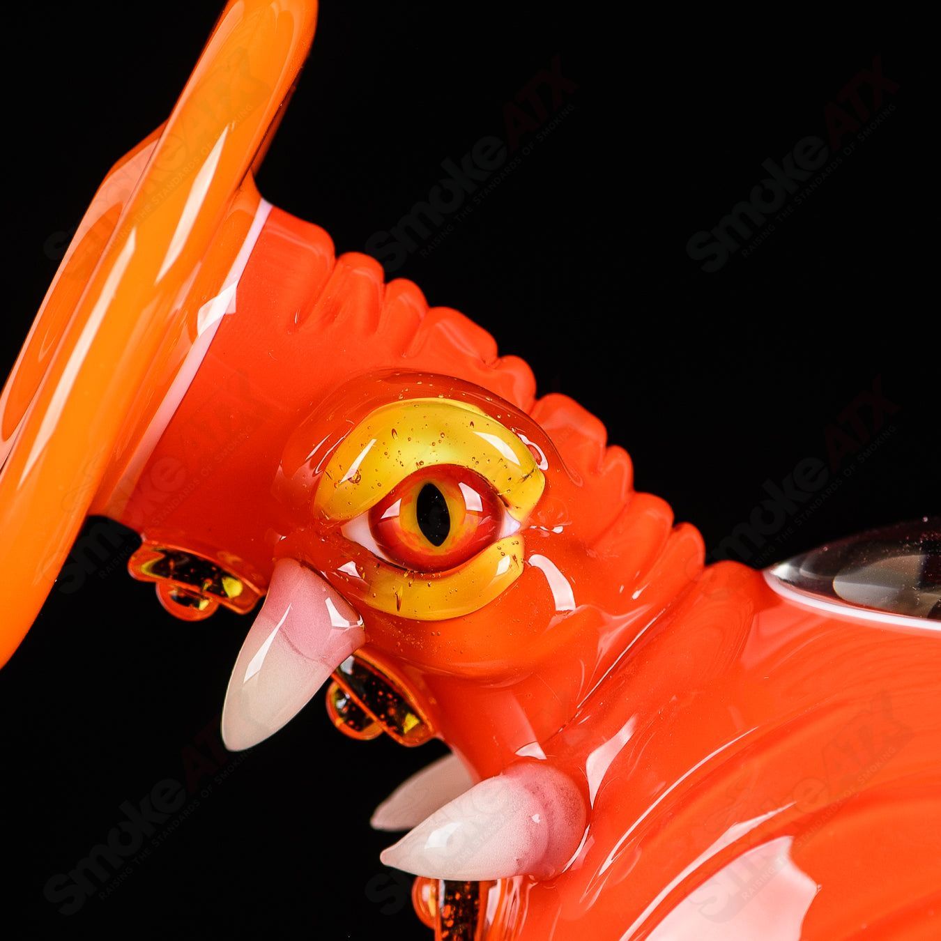 Orange Crayon Orb Rig by Salt & JAG, a heady glass concentrate rig with vibrant orange and orb design, ideal for dabbing.