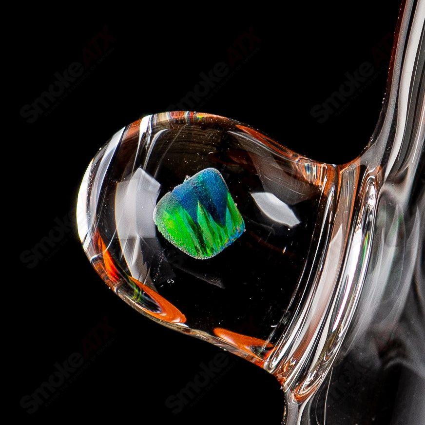 Orange Wig Wag Tube with Slide by Devon Glass, a colorful beaker-style heady glass piece featuring vibrant orange accents.