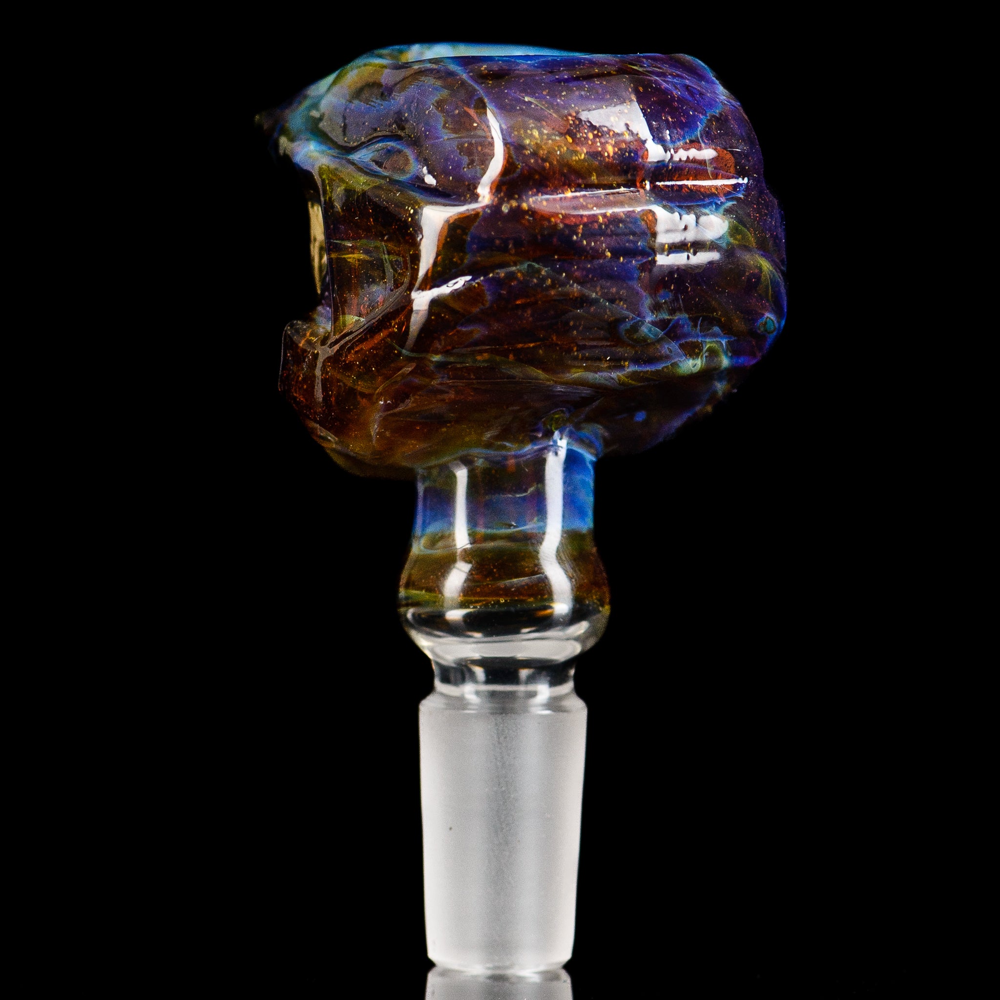 Tony Kazy #3 14mm Halo Slide glass bowl by Smoke ATX, showcasing a clear glass design with a rounded shape and textured detail.