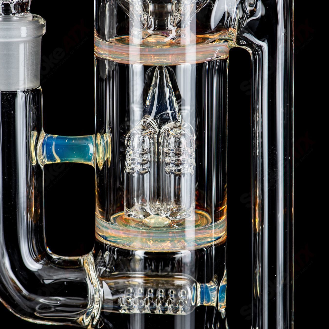 Sovereignty Glass Pandemic Treecyler with down-grid stem line, inverted 4-to-Imperial size, splash guard, high-quality heady glass art