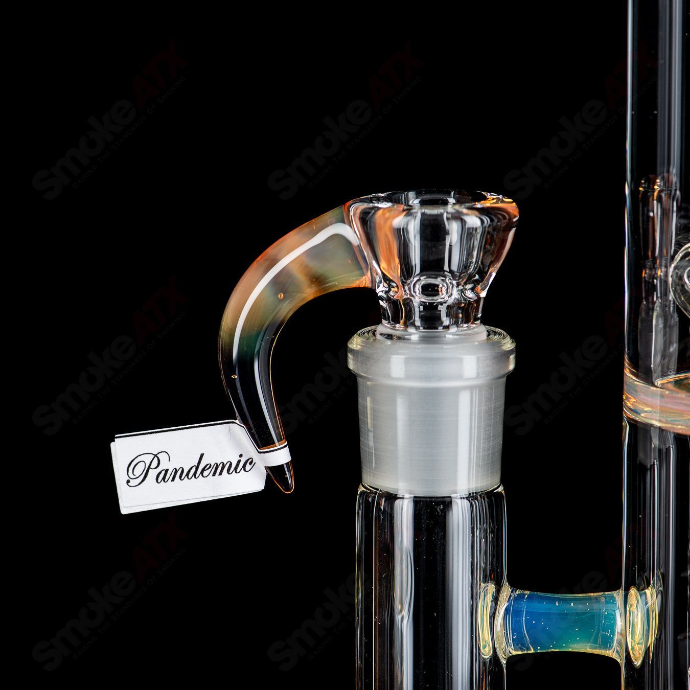 Sovereignty Glass PA Pandemic Treecyler with down-grid stem line to inverted 4 to imperial, featuring splash guard in vibrant heady glass.