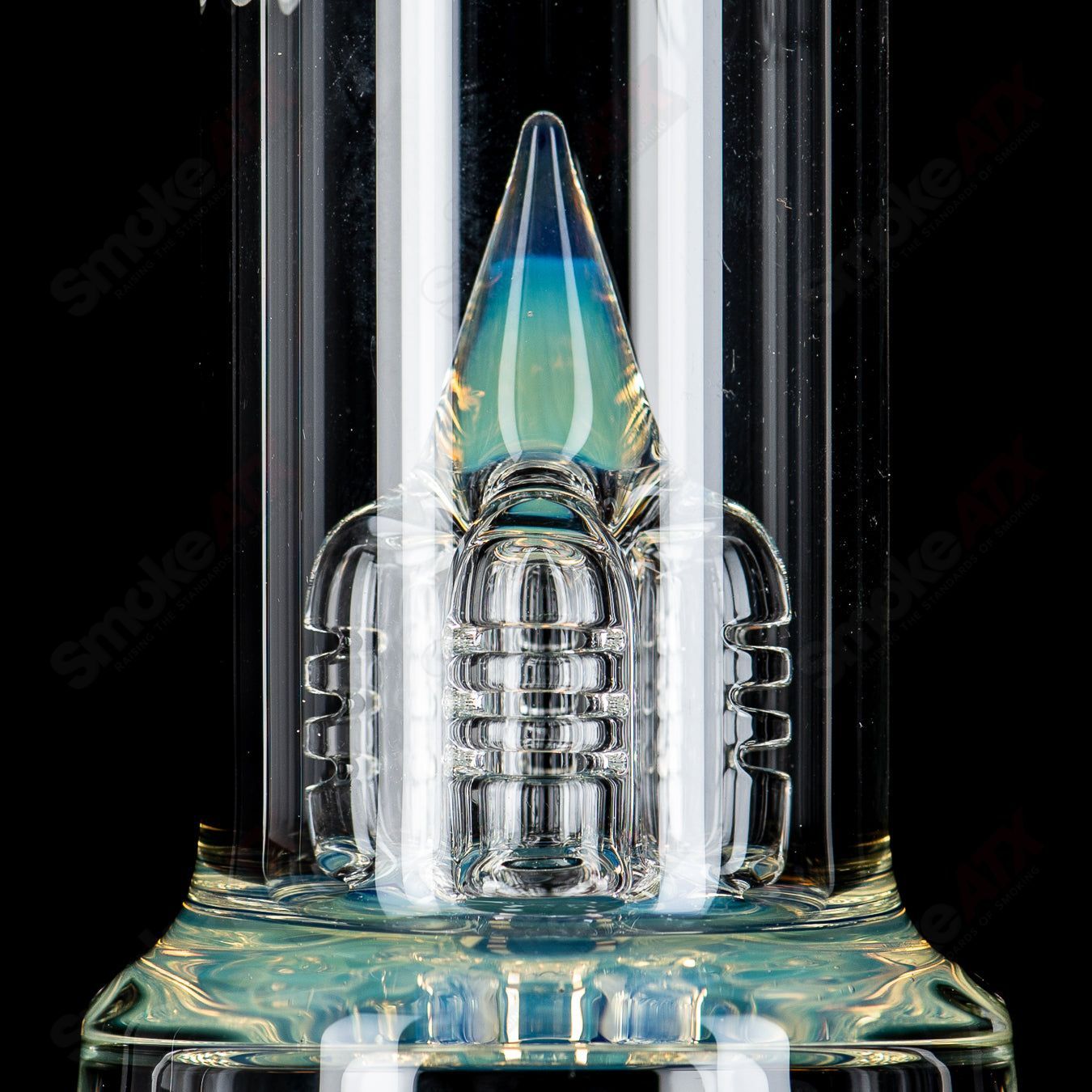 Heady glass Pandemic Fixed 4-arm to 8-arm bong with splash guard by Sovereignty Glass, featuring intricate glasswork and sturdy design.