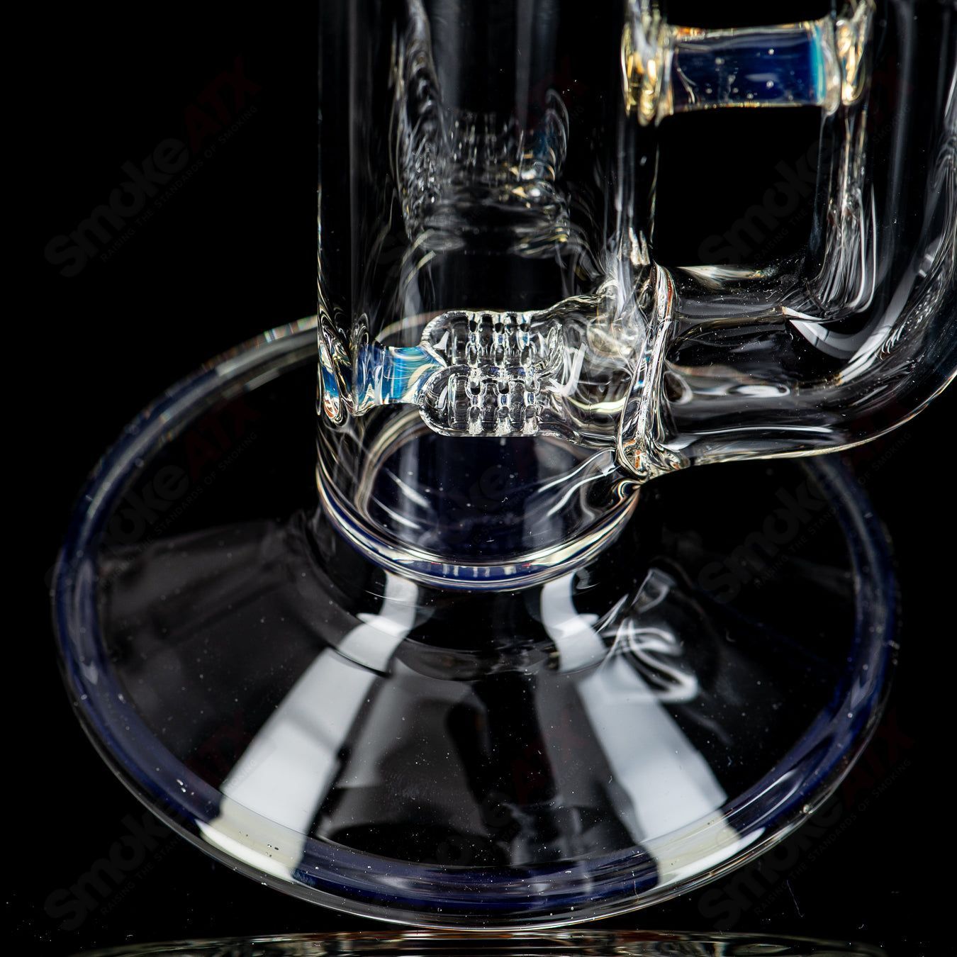 Sovereignty Glass Pandemic G-Line bishop-style heady glass pipe with reduction design, clear glass with intricate details.