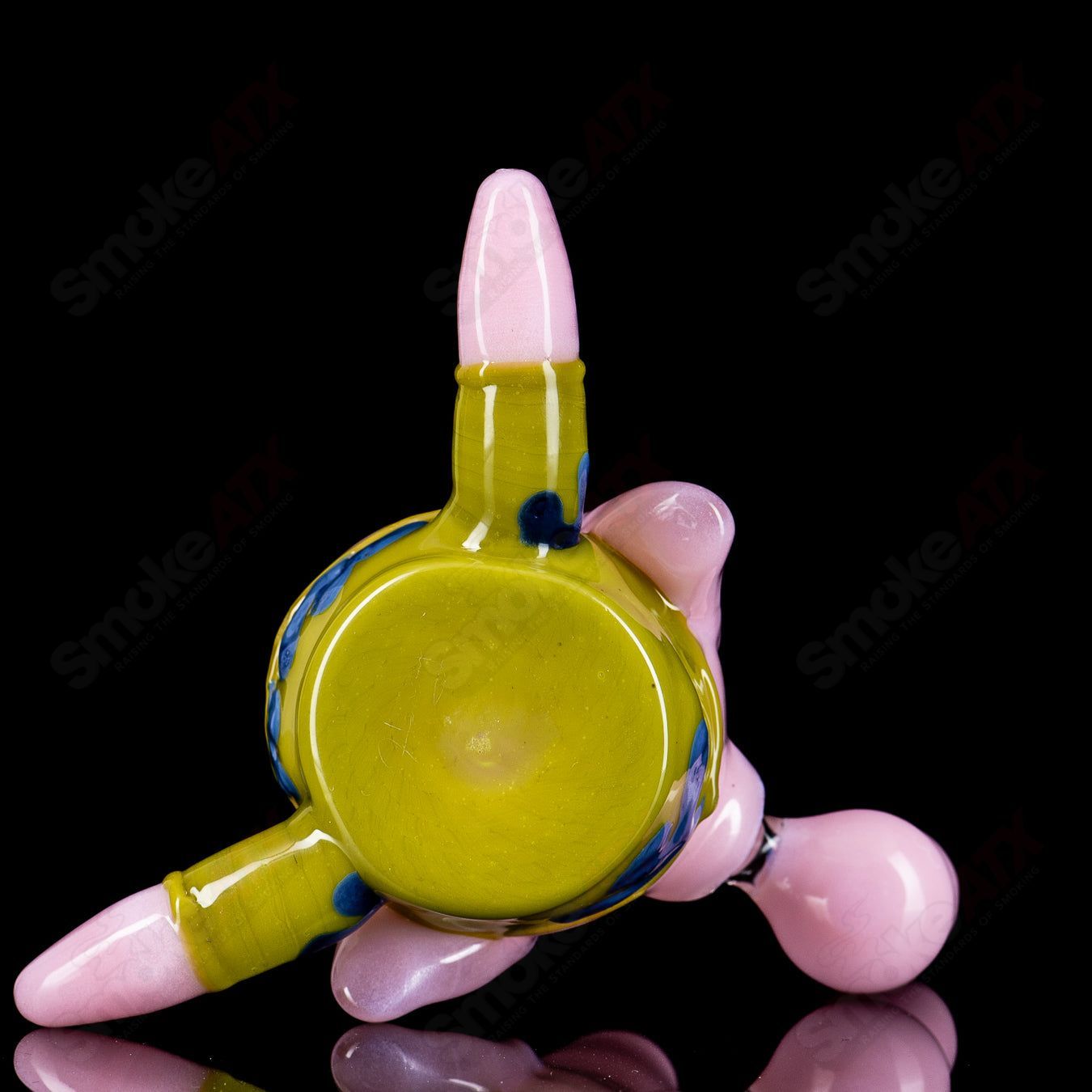 Hendy Patrick Rig Hendy Glass heady concentrate rig with intricate glass artwork and a clear design for dabbing concentrates.