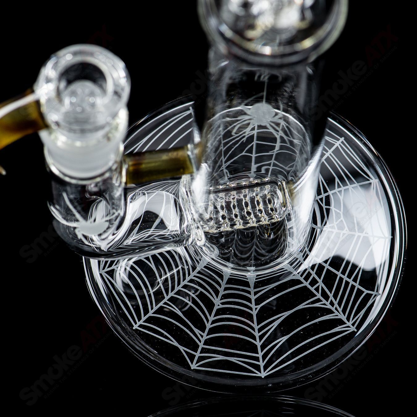 Sovereignty Glass Pawn DG Stemline straight tube with minor accent and Halloween pattern for unique glass pipe design.