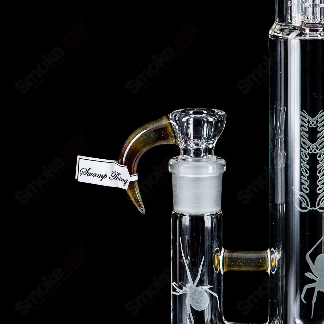 Sovereignty Glass Pawn DG Stemline straight glass tube with minor accent and Halloween pattern, featuring detailed design and vibrant colors.