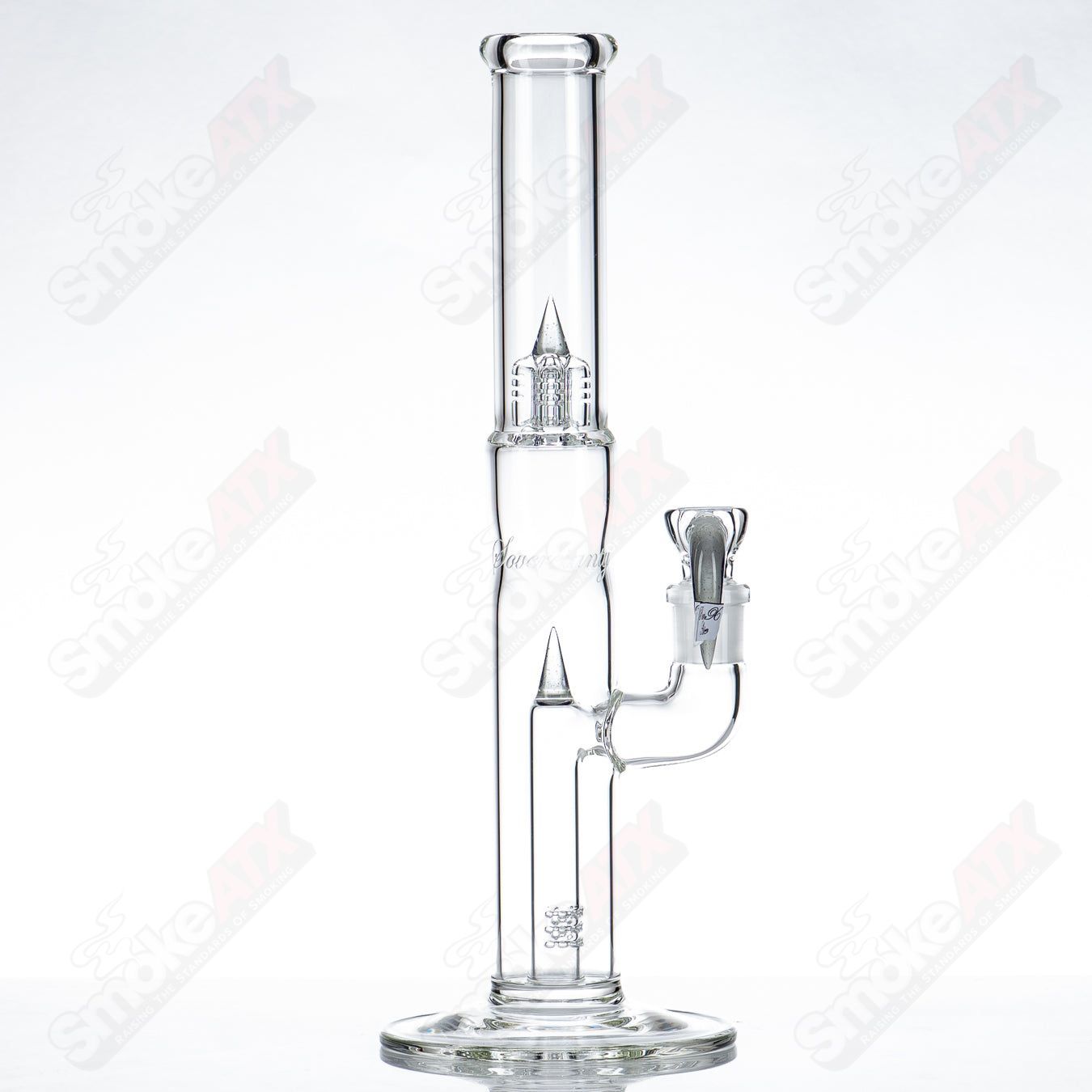 Sovereignty Glass Pawn Fixed 180-w Straight Tube with Minor Accent, clear glass design for smooth smoking experience.