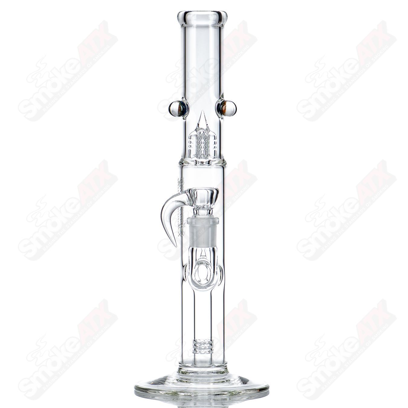 Clear Pawn Fixed 360 straight glass tube with two Millies from Sovereignty Glass.