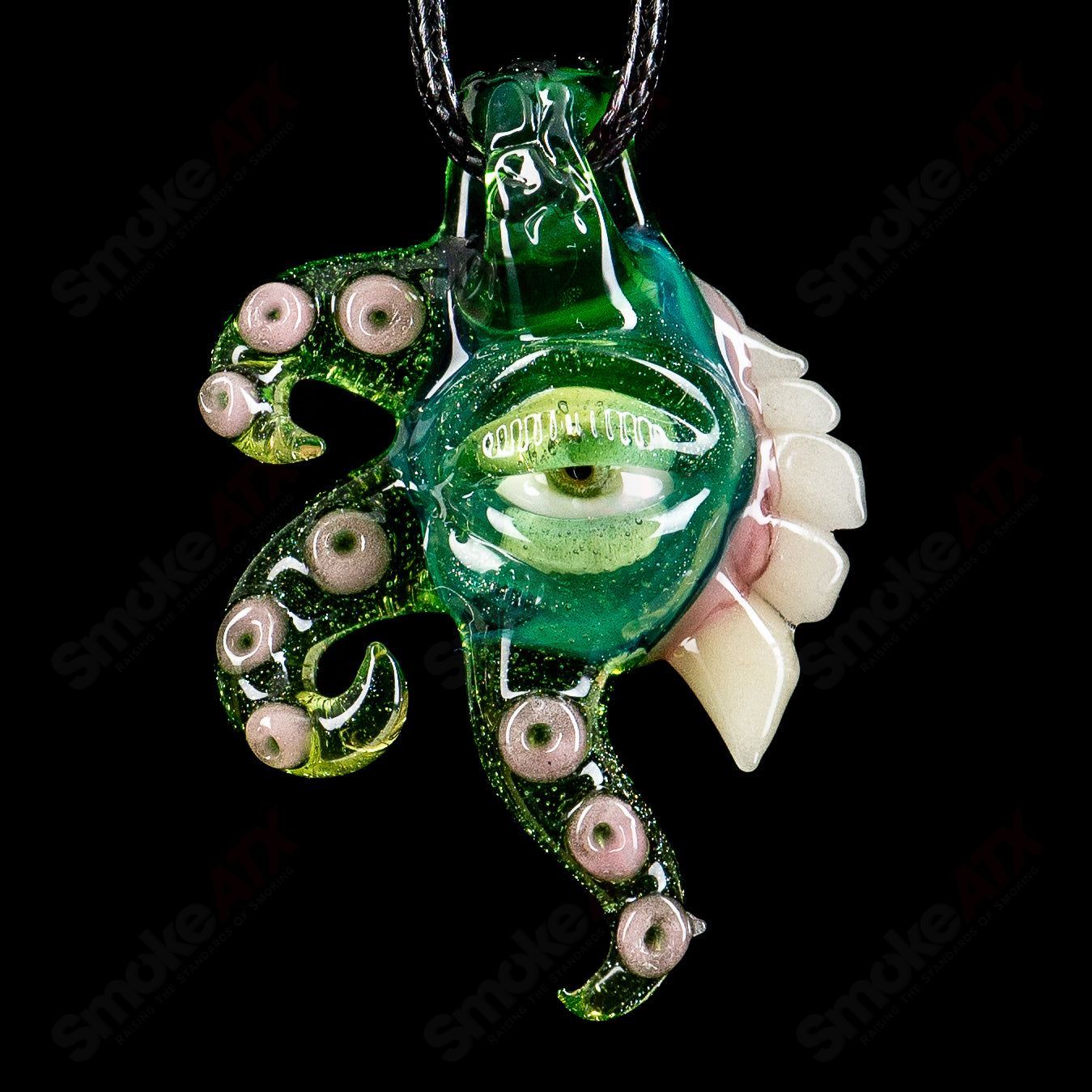 Colorful Plantphibian Pendant by SALT Glass, handcrafted heady glass pendant featuring vibrant plant-inspired designs.