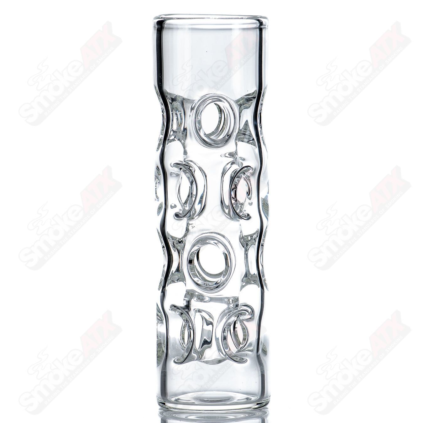 Heady glass beer cup from Texas Hot Glass with the Penetration Beer Glass THG design, featuring clear glass and a sturdy base.