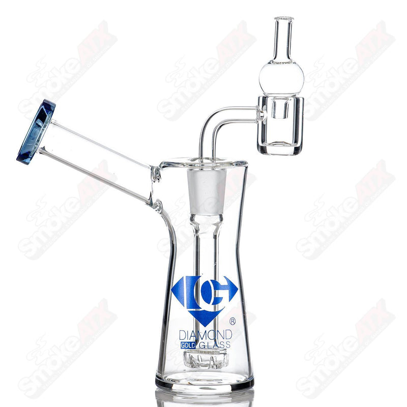 5" Blue Accent Showerhead Sidecar Hourglass Rig Diamond Glass - Smoke ATX