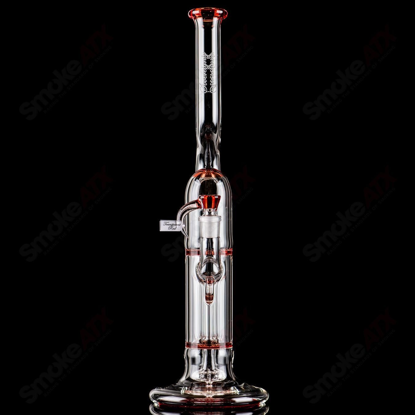 Sovereignty Glass Pillar Natty Neck Hollow Foot Straight Tube with accented seals and full accent design, heady glass smoking device