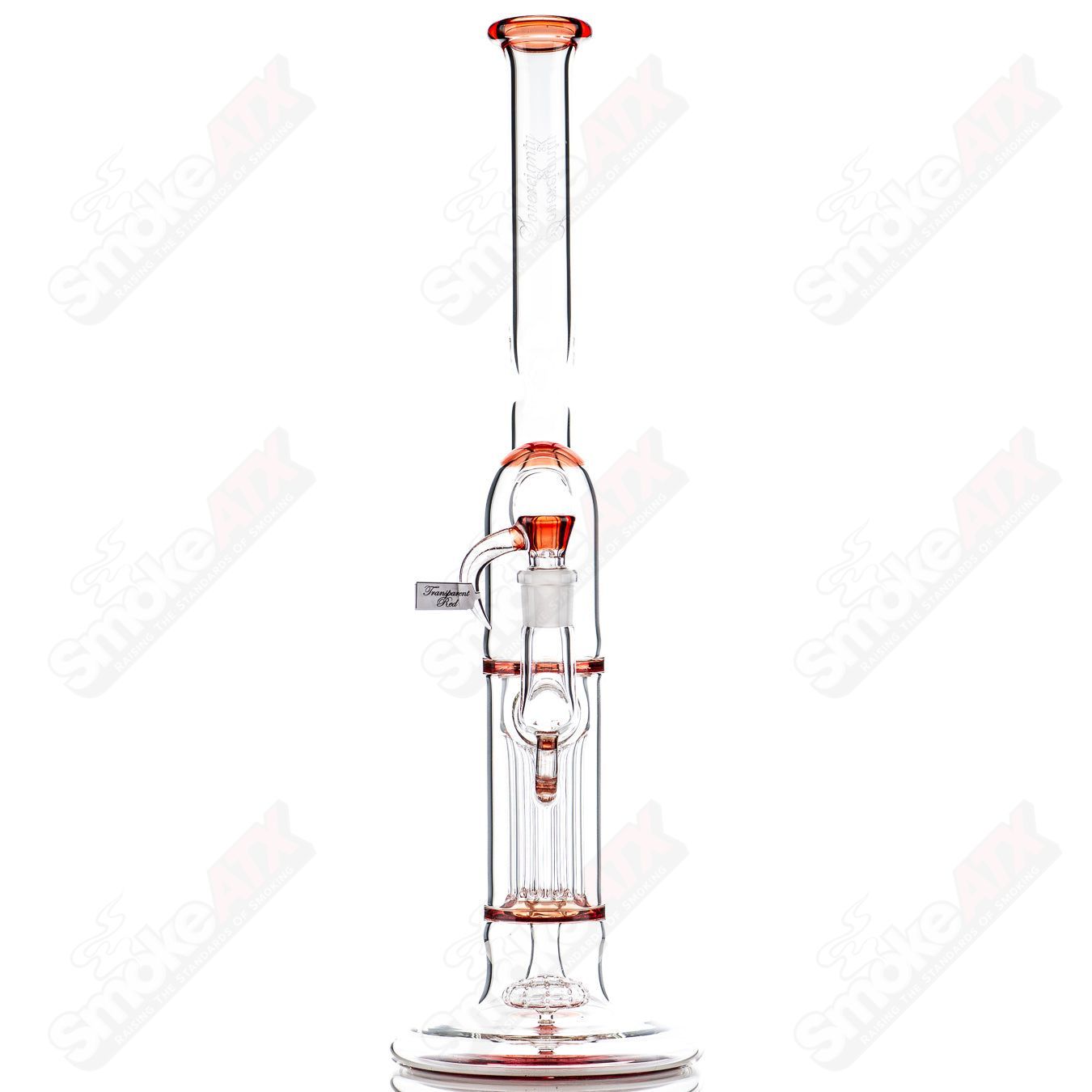 Sovereignty Glass Pillar Natty Neck straight tube with hollow foot and accented seals, clear heady glass design.