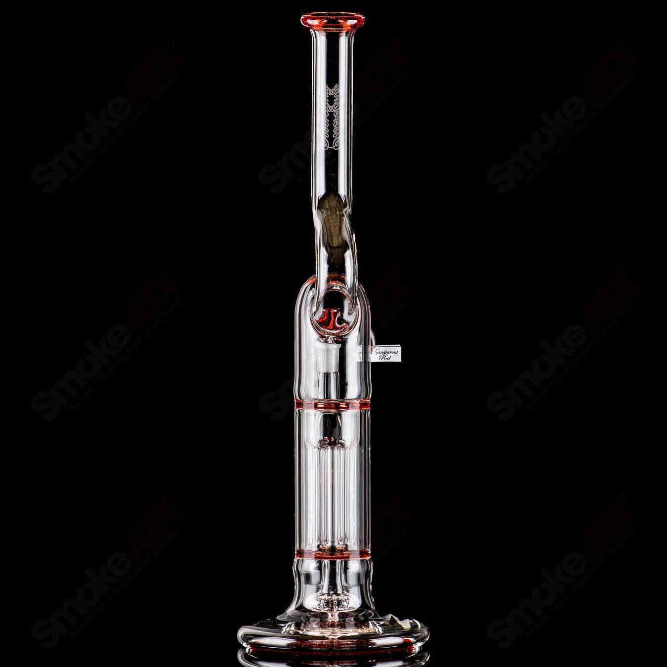 Sovereignty Glass Pillar Natty Neck hollow foot straight tube with accented seals, clear heady glass design, and full accent details.