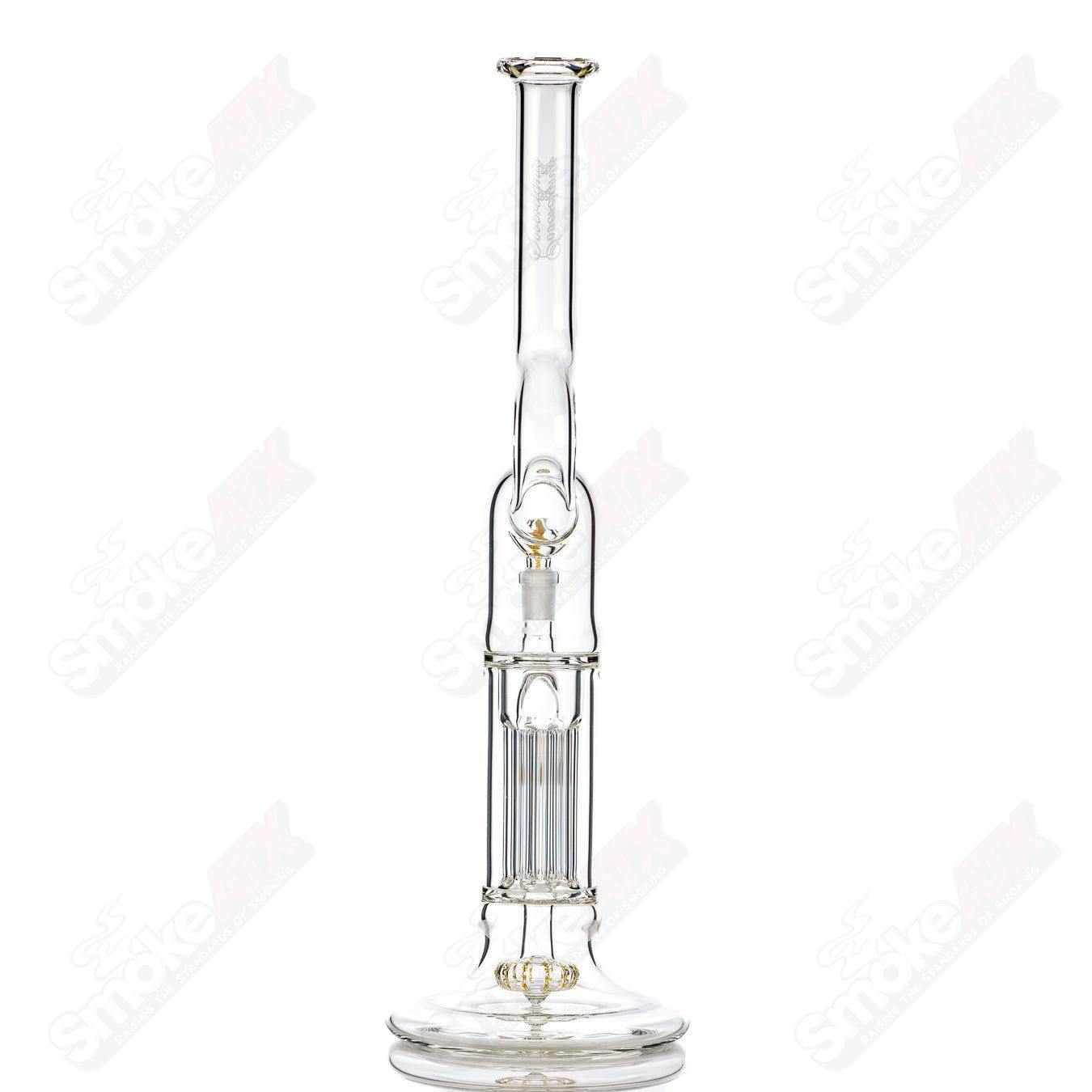 Sovereignty Glass Pillar Natty Neck Hollow Foot Partial Accent in North Star Yellow with size Sovereignty, showcasing vibrant yellow glass art.