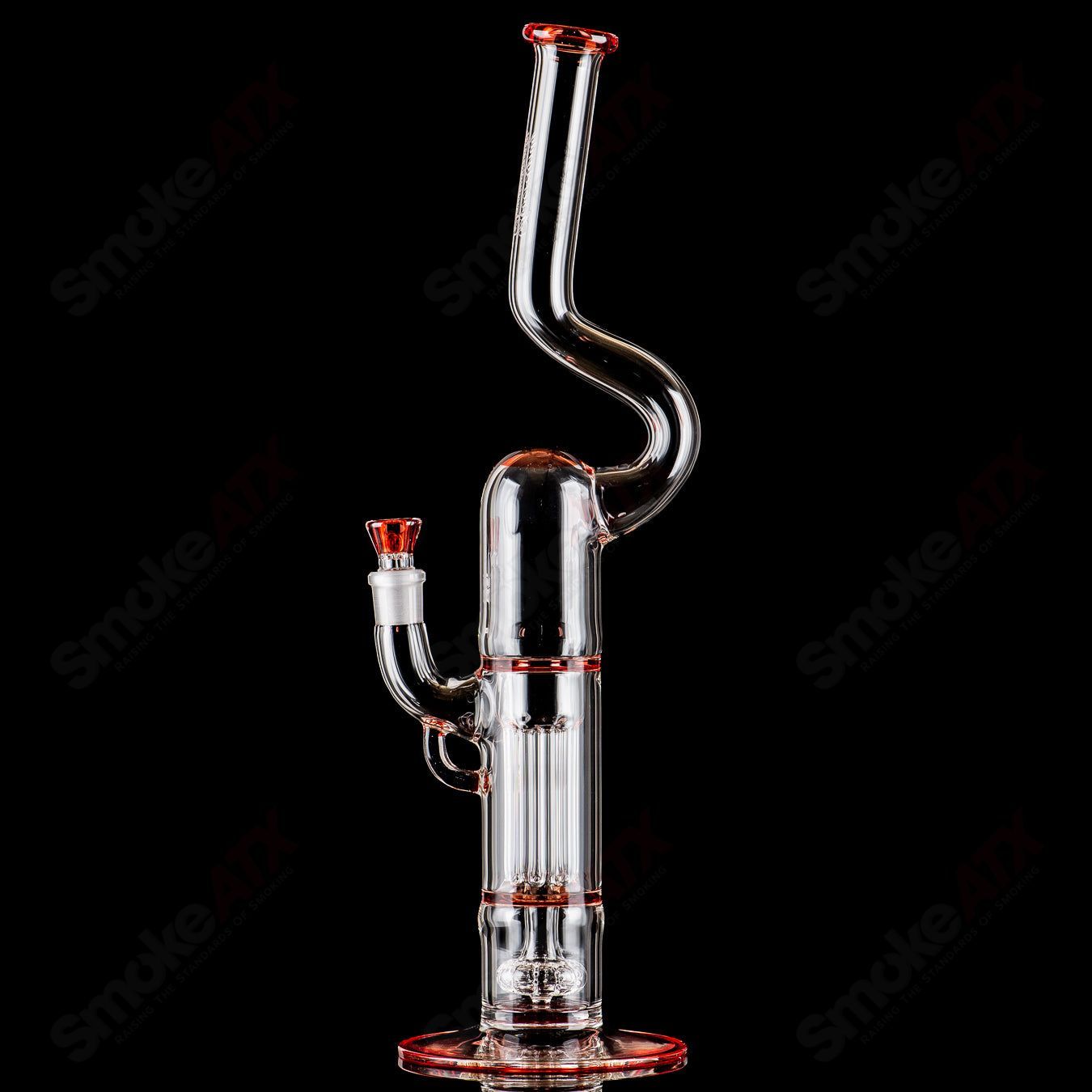 Heady Glass Sovereignty Glass pillar natty neck solid foot with full accent and accented seals, showcasing intricate glass details.