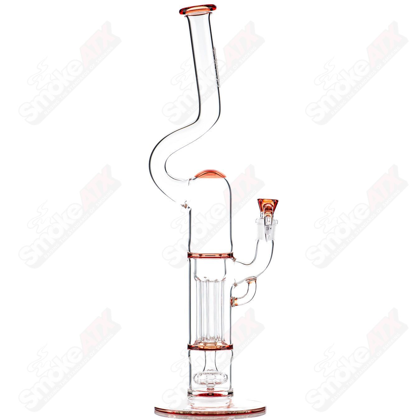 Heady Glass Sovereignty Pillar Natty Neck with solid foot and accented seals, featuring full accent details and intricate design.