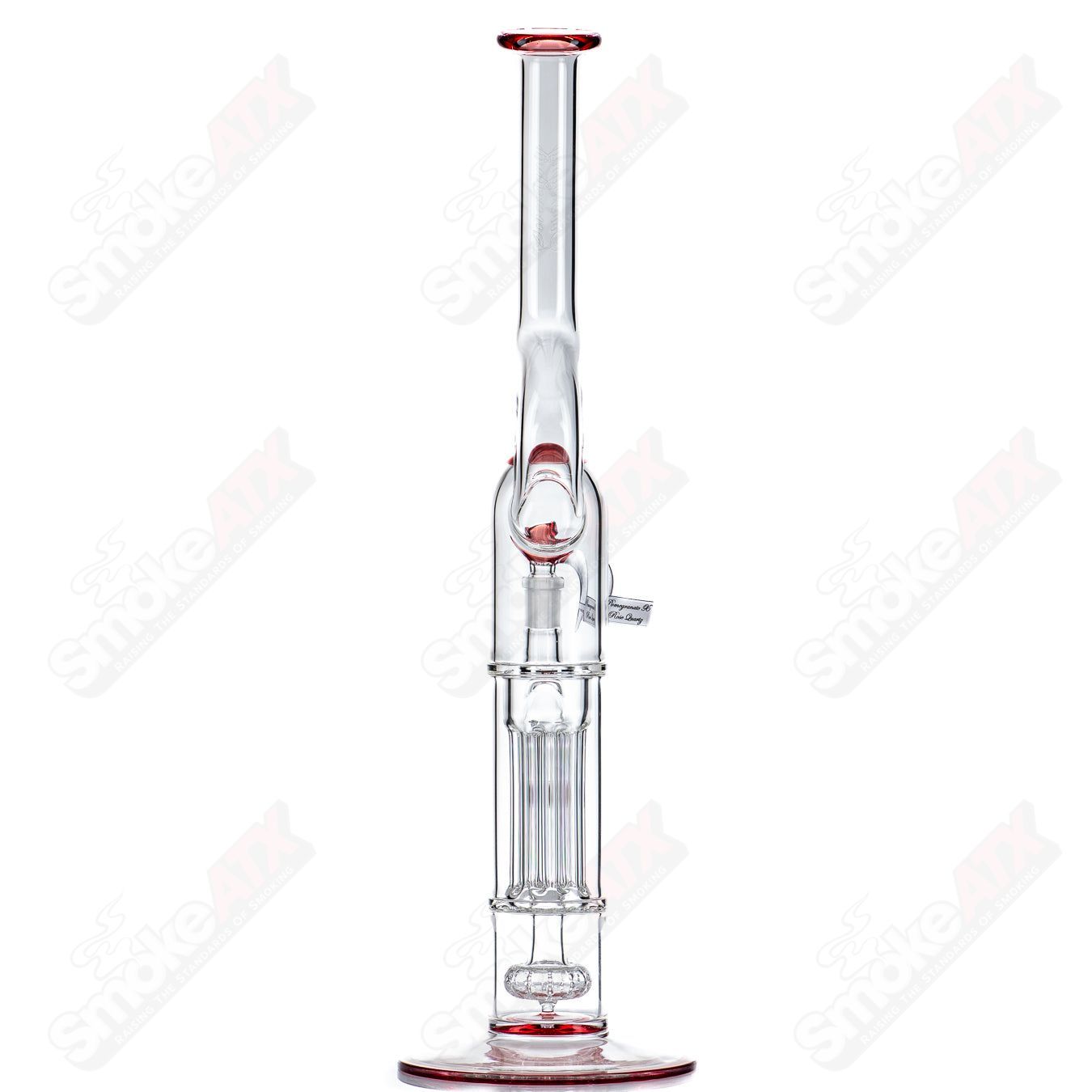 Sovereignty Glass Heady Pillar Natty Neck solid foot with full accent, showcasing intricate glasswork and vibrant design details.