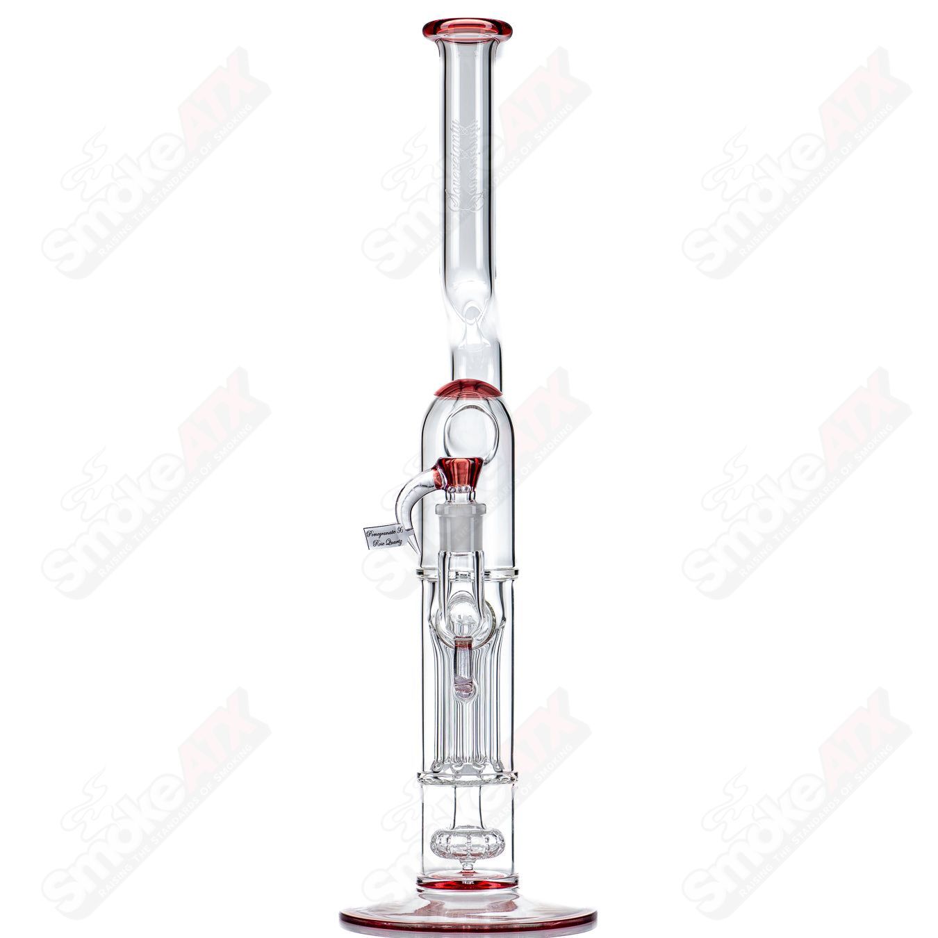 Heady glass pillar natty neck with solid foot and full accent details, crafted by Sovereignty Glass.