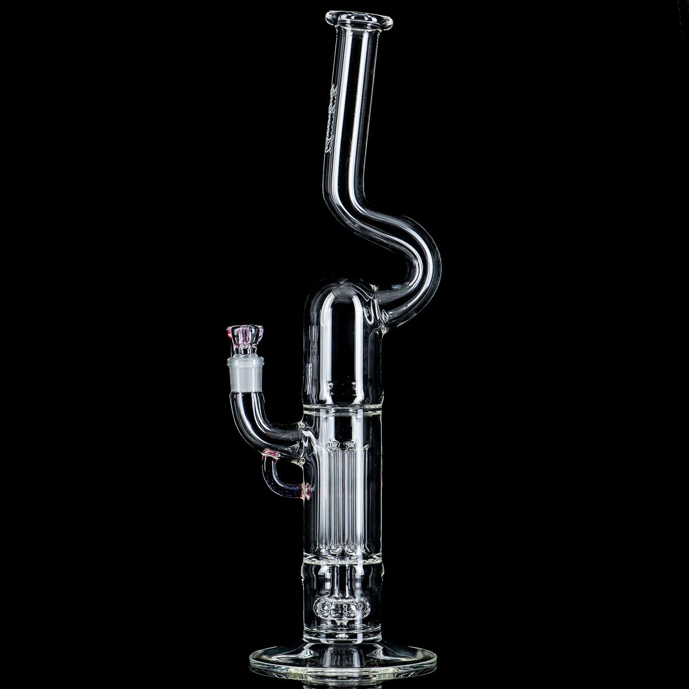 Heady glass pillar Natty neck sculpture with solid foot and partial accent in Sovereignty Glass design.