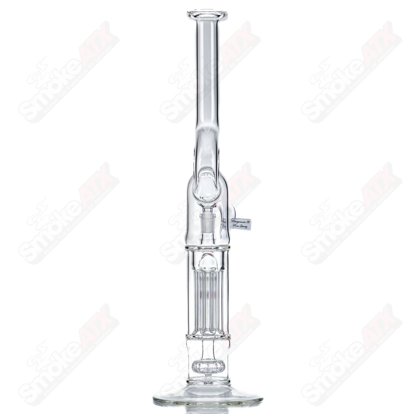 Heady glass pillar Natty Neck with solid foot and partial accent in Sovereignty Glass design, featuring intricate details and craftsmanship.