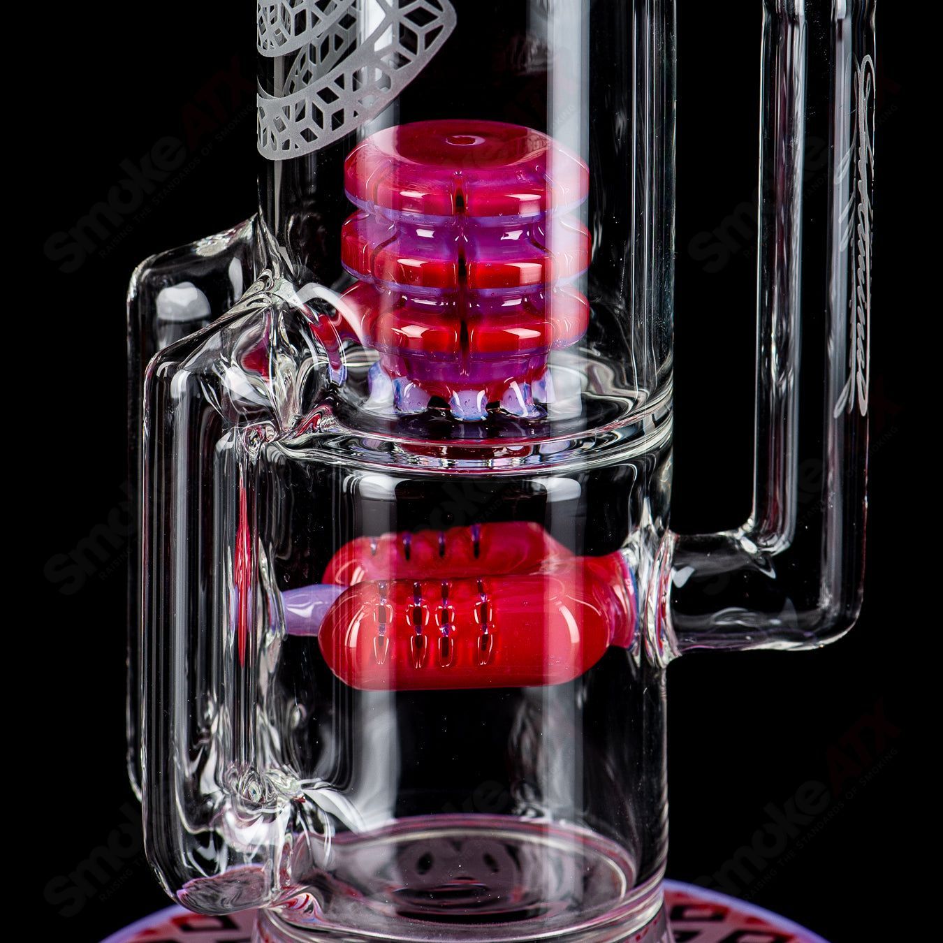 (Pink Slyme) 2x2 Fusion Perc Tube by Subliminal Glass - Smoke ATX