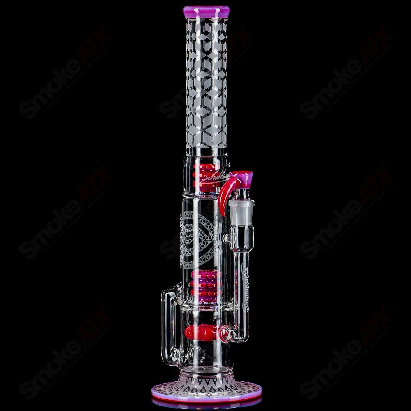 (Pink Slyme) 2x2 Fusion Perc Tube by Subliminal Glass - Smoke ATX