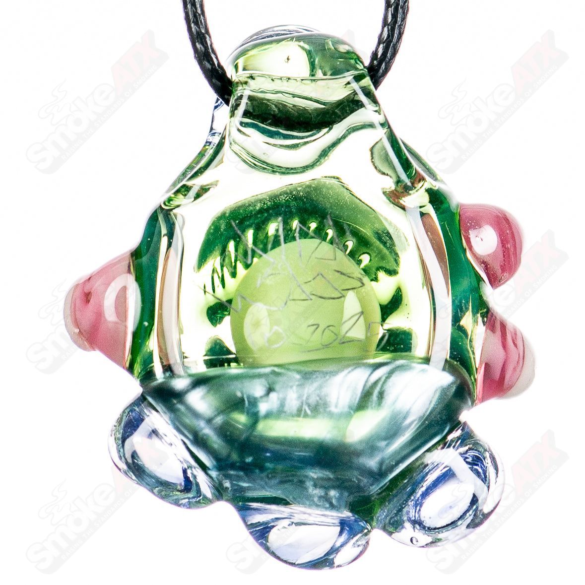 Neptunium Ion UV pendant by SALT Glass, heady glass plantphibian design with vibrant colors and intricate glasswork.