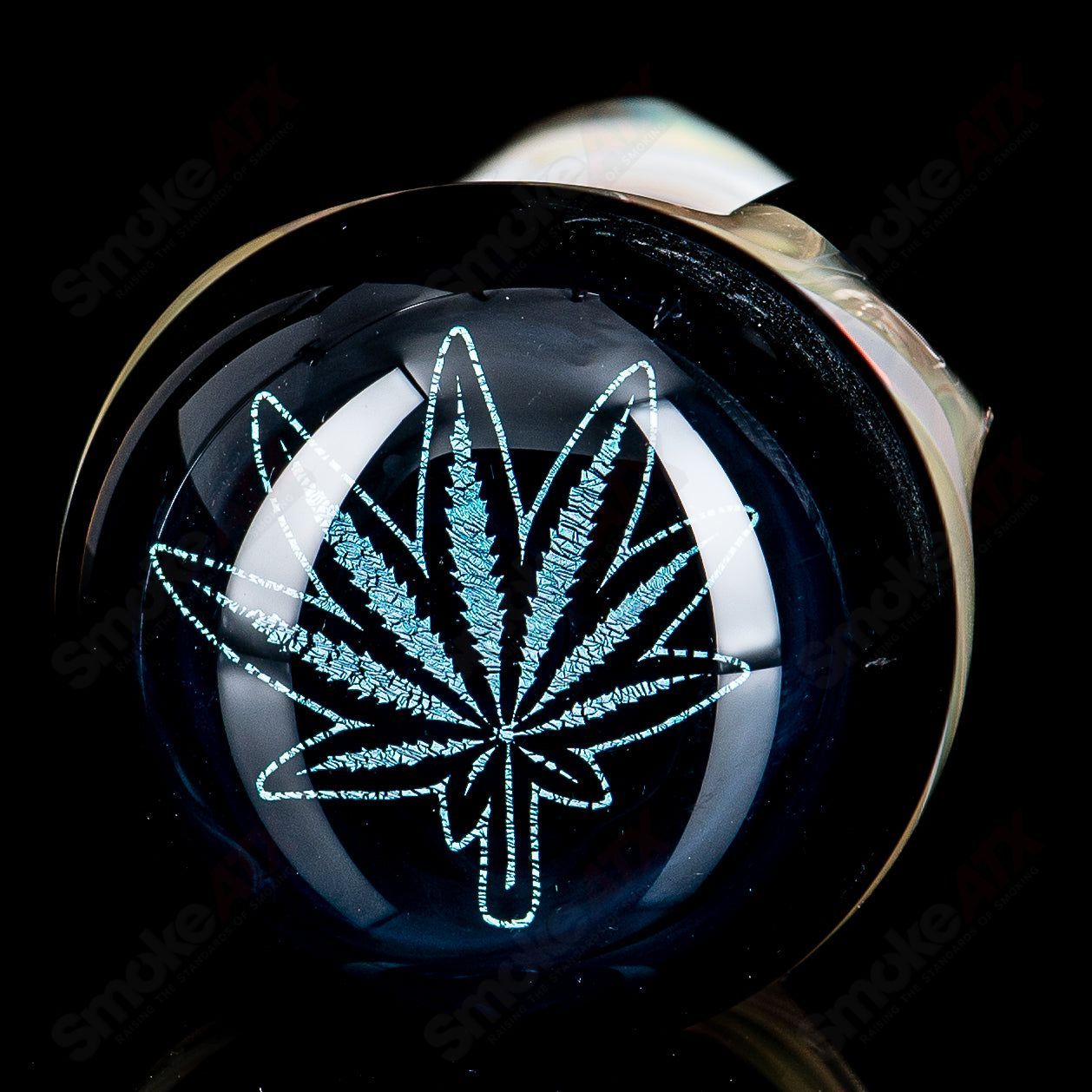 Pot Leaf Dichro Image Spoon by Talent Glass - Smoke ATX