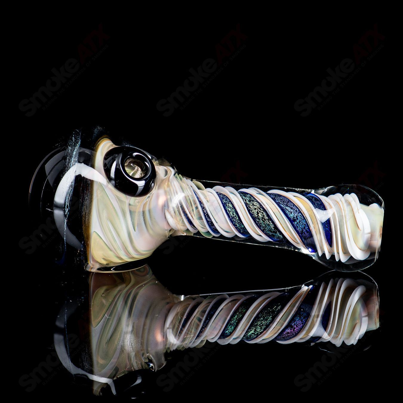Pot Leaf Dichro Image Spoon by Talent Glass - Smoke ATX