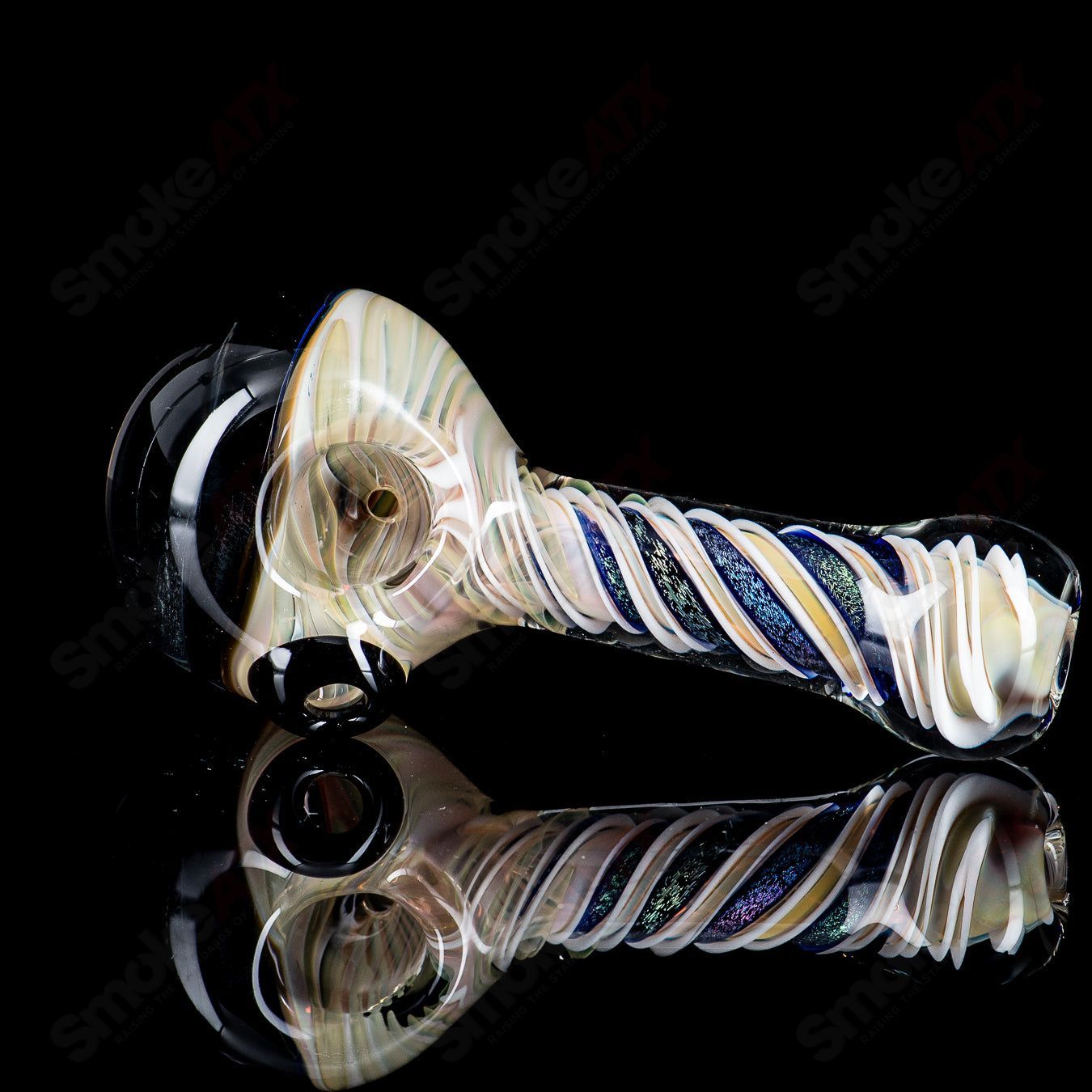 Pot Leaf Dichro Image Spoon by Talent Glass - Smoke ATX